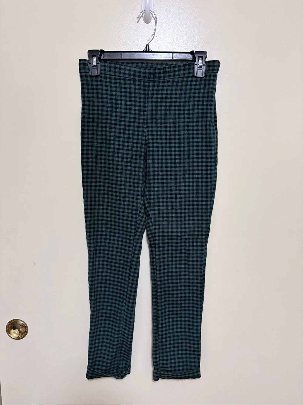 Free People Dark Green and Black Gingham pants
